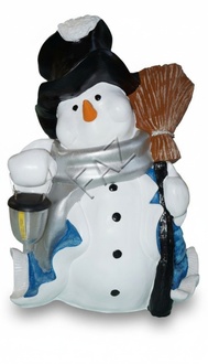 Design Schneemann mit Lampe Figur Garten Statue Skulptur Figuren Skulpturen Neu