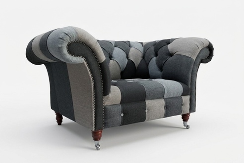 Design Sessel Textil Luxus Fernseh Couch 1,5 Sitzer Sofa Relax Lounge