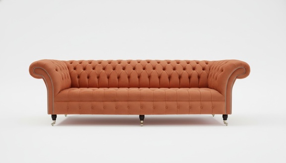 Design Sofa 4 Sitzer Polster Luxus Klassische Textil Chesterfield Sofas