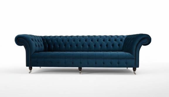 Design Sofa Chesterfield Polster Modern Textil Stoff 4 Sitzer Schlaf Neu