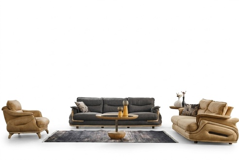 Design Sofagarnitur 4+3+1 Leder Sofa 3 tlg. Set Couchen Sofas Couch