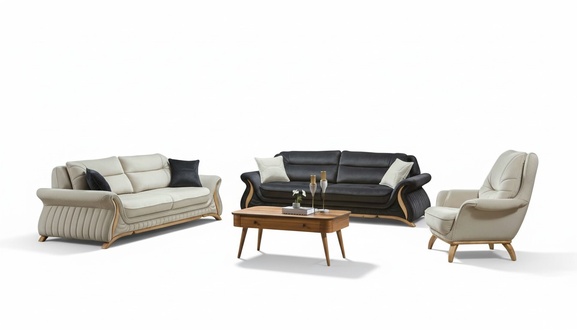 Design Sofagarnitur Polster Sofa Sessel Set Garnitur 3+3+1 3 tlg. Set