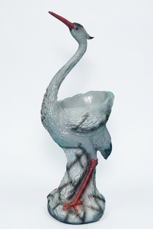 Design Vasen Statue Reiher Vase Deko Blumentopf Dekoration Skulptur