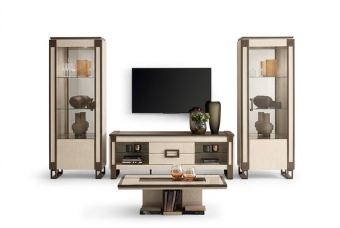 Design Wohnwand Sideboard 2x Vitrine rtv Lowboard Anrichte 3 tlg. Set wohnwände