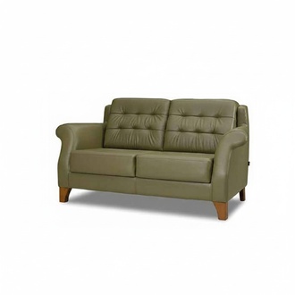 Design Zweisitzer Möbel 2 Sitzer Sofa Couch Polster Wohnzimmer Grün Holz