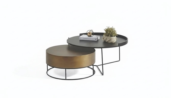 Designer 2x Couchtische Moderner Runder Beistelltisch Metalltisch Set