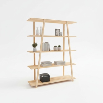 Designer Beiges Bücherregal Hochwertige Holz Schränke Edle Robuste Möbel
