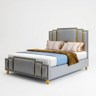 Designer Bett 180x200 Leder Metall Betten Doppel Schlaf Zimmer Luxus