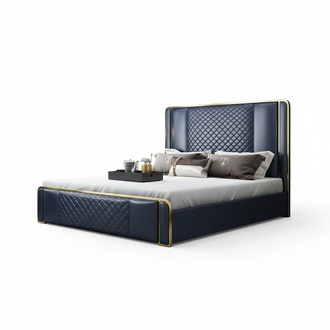 Designer Bett 180x200 Leder Hotel Metall Betten Doppel Ehe Schlaf Zimmer