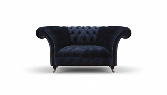 Designer Blauer Chesterfield Zweisitzer Textilcouchen Luxus Polstermöbel