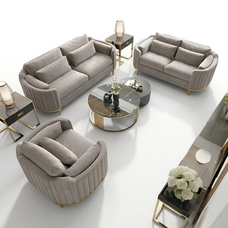 Designer Couch Polster Sitz Garnitur Sofa 3+1 Leder Wohnzimmer Leder