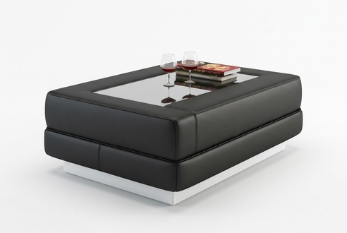 Designer Couchtisch Polster Tisch Leder Glas Moderner Tische Glastische