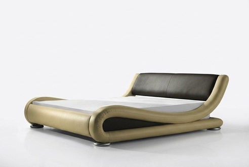 Designer Ehebett Polsterbett Doppelbett Bett Schlafzimmer Lederbett Neu