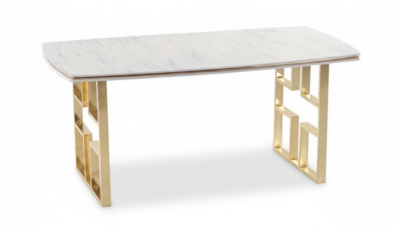 Designer Esstisch rechteckige Tischplatte Marmorimitation Luxusmöbel