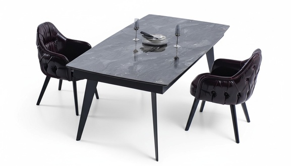 Designer Esszimmer Set 7tlg Esstisch Essgruppe 6x Stühle Lehnstuhl Leder