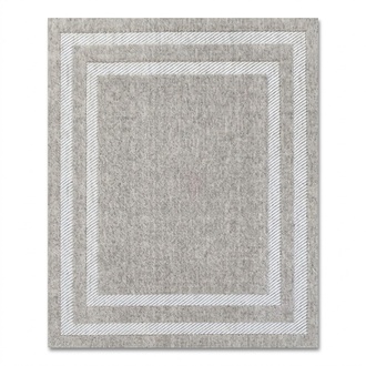 Designer Geometrisch Teppich Bordüre Design Grau Kurzflor Wohnzimmer