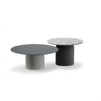 Designer Grauer Couchtisch Set Luxus 2x Tische Runde Beistelltische Neu