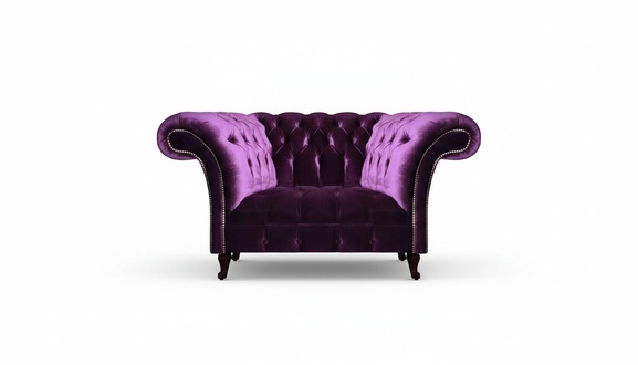 Designer Lila Chesterfield Lehnsessel Wohnzimmer Polstersessel Möbel