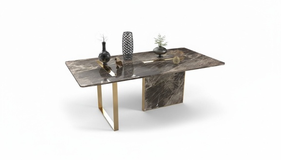 Designer Luxus Esstisch Edelstahl Tisch Esszimmer Holz Möbel Tische Neu