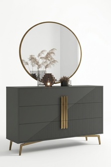 Designer Luxus Spiegel runder Wandspiegel Glasspiegel Schlafzimmerspiegel Neu