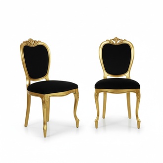Designer Möbel 2x Stuhl Gold Wohnzimmer Holz Stühle Italienische Luxus Möbel Neu