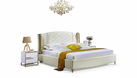 Designer Polster Doppelbett Betten Bett Schlafzimmer Ehebett Textil Leder Neu