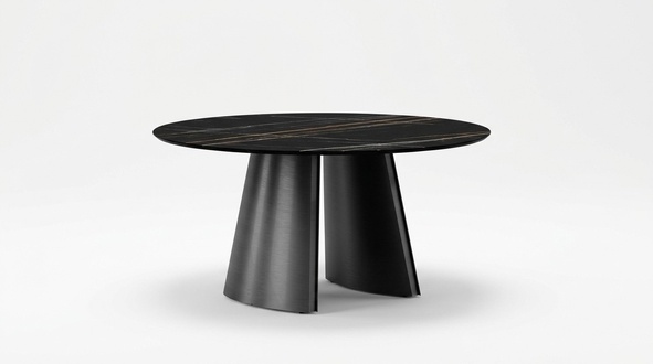 Designer Schwarzer Rundtisch Edelstahl Möbel Esszimmertisch Luxus Tische
