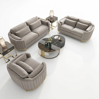 Sofagarnitur Designer 3+2+1 Sitzer Sofa Couch Stoff Garnitur Polster Set