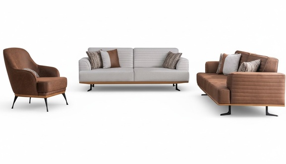 Designer Sofagarnitur zwei Drei-Sitzer Sofas & Sessel für Wohnzimmer