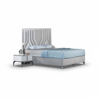 Designer Weißes Doppelbett Schlafzimmerbetten Holz Edler Bettrahmen