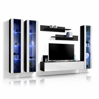 Designer Wohnzimmer Luxus Wohnwand Hänge Vitrine Modern Design Holz