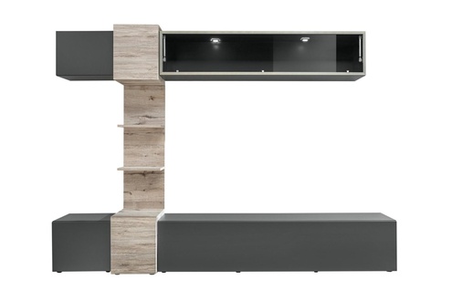 Designer Wohnzimmer Modern Set Wohnwand Wand Regale Grau TV-Ständer