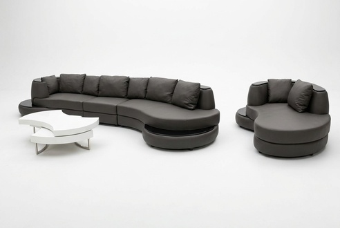 Designersofa Rundsofa Ecksofa + USB Wohnlandschaft Ledersofa Couch Sofa UForm