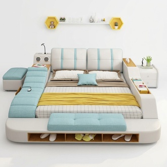 Doppel Design Leder Bett Polster Betten Moderne