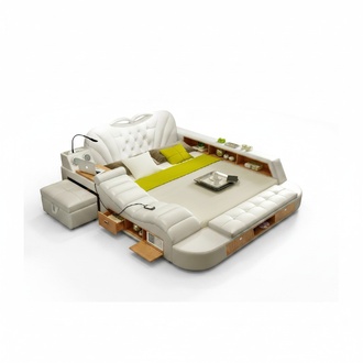 Doppel Luxus Design Leder Bett Polster Betten Moderne Hotel Multifunktion1