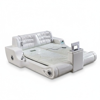 Doppel Luxus Design Weiß Bett Polster Betten Moderne Hotel Multifunktion