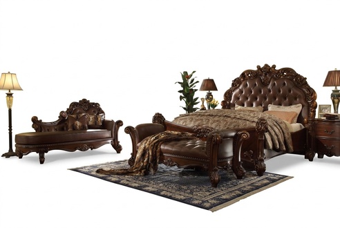 Doppelbett Bett Ehebett Luxus Betten Barock Rokoko Antik Stil Chesterfield neu