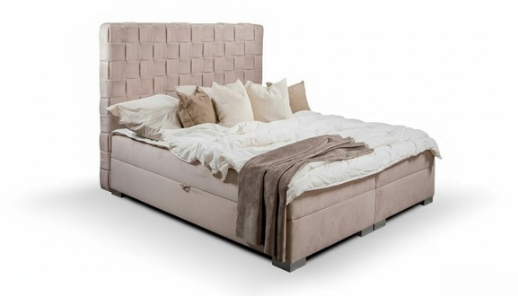 Doppelbett Bett Schlafzimmer 180сm Matratze Beige moderner Stil Chesterfield