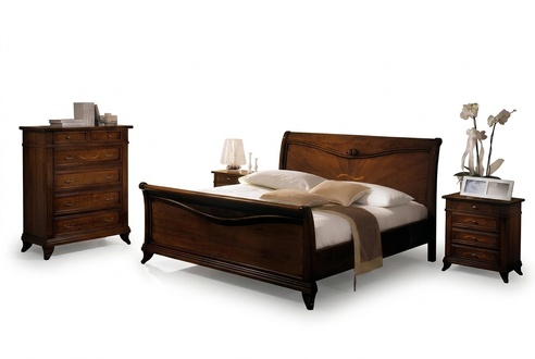 Doppelbett Schlafzimmer Bett Möbel Holz Design Vaccari giovanni Betten Massiv