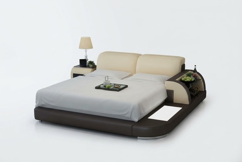 Doppelbett Wasserbett Hotel Betten Komplett Lederbett Polsterbett Wasser + USB