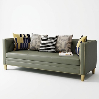 Dreisitzer Couch Polster Design Sofa Sitz Sofas Zimmer Blau Chesterfield