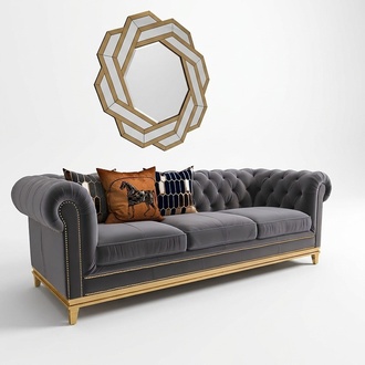 Dreisitzer Couch Polster Design Sofa Grau Neu 3er Sitz Sofas Möbel Chesterfield