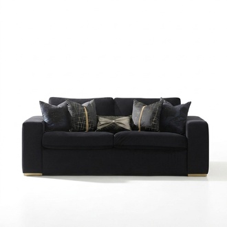 Dreisitzer Couch Polster Design Sofa 3er Sitz Sofas Zimmer Schwarz Chesterfield