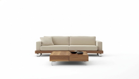 Dreisitzer Couchtisch Wohnzimmermöbel Holzgestell Textil Sofas Holztisch