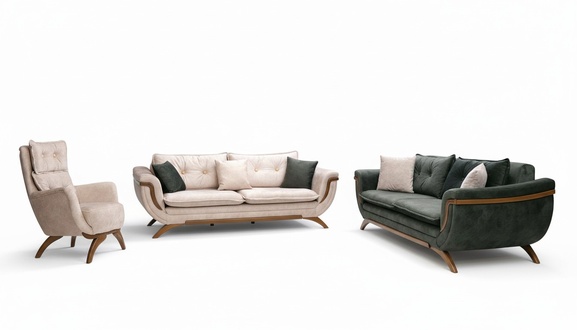 Dreisitzer Wohnzimmer Set 3+3+1 Couchgarnitur Sitzpolster Stoffsofa Couch Sofa