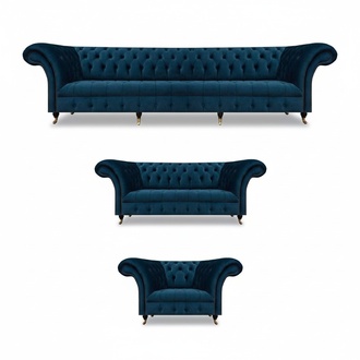 Dunkelblaue Chesterfield Sofas Designer Stoffcouchen Wohnzimmer Möbel