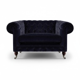 Dunkelblauer Chesterfield Sessel Wohnzimmer Designer Einsitzer Sitzmöbel
