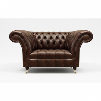Dunkelbrauner Chesterfield Einsitzer Wohnzimmer Polstersessel Luxus Möbel