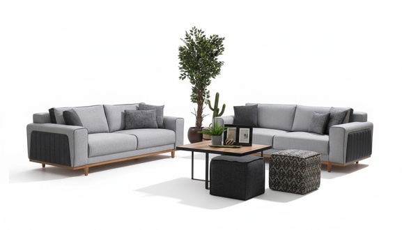 Duosofa aus Stoff Couch Polster Gemütliche Stoff-Couch Zweisitz-Stoffsitzbank