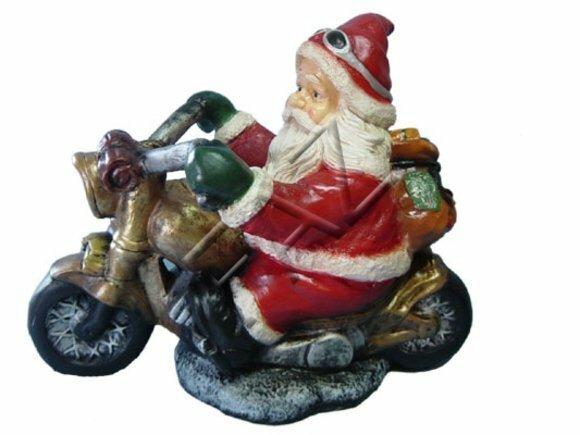 Weihnachtsmann Motorrad Garten Statue Skulptur Figuren Skulpturen